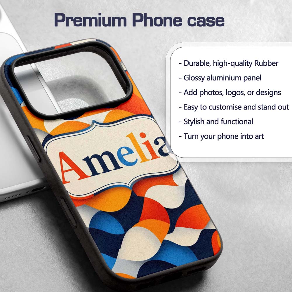 Abstract Fluid Organic Shapes Modern Color Blend Custom Name Protective Phone Case Mobile Cover Durable Everyday Smartphone Shock Resistant