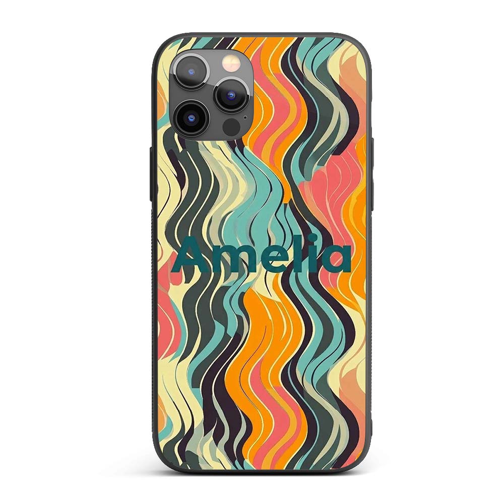 Abstract Wavy Lines Soft Pastel Flow Seamless Custom Name Protective Phone Case Mobile Cover Durable Everyday Smartphone Shock Resistant