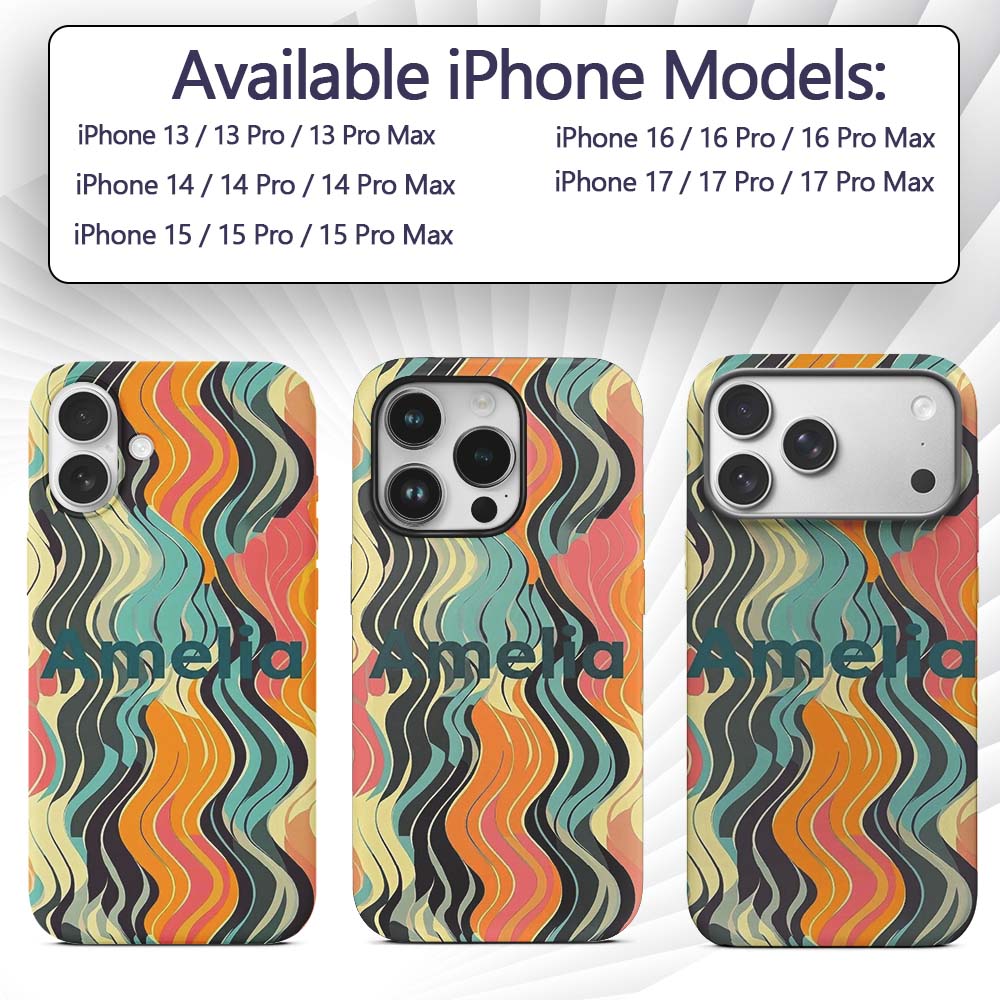 Abstract Wavy Lines Soft Pastel Flow Seamless Custom Name Protective Phone Case Mobile Cover Durable Everyday Smartphone Shock Resistant