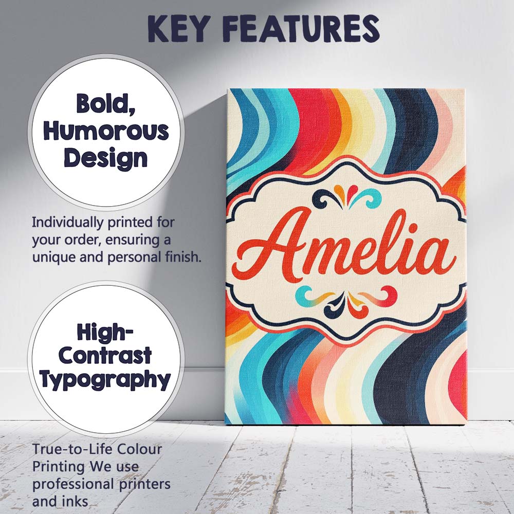 Personalised Name Abstract Flowing Gradient Custom Bespoke Interior Contemporary Canvas Wall Art Print Decor Picture Ready to Hang