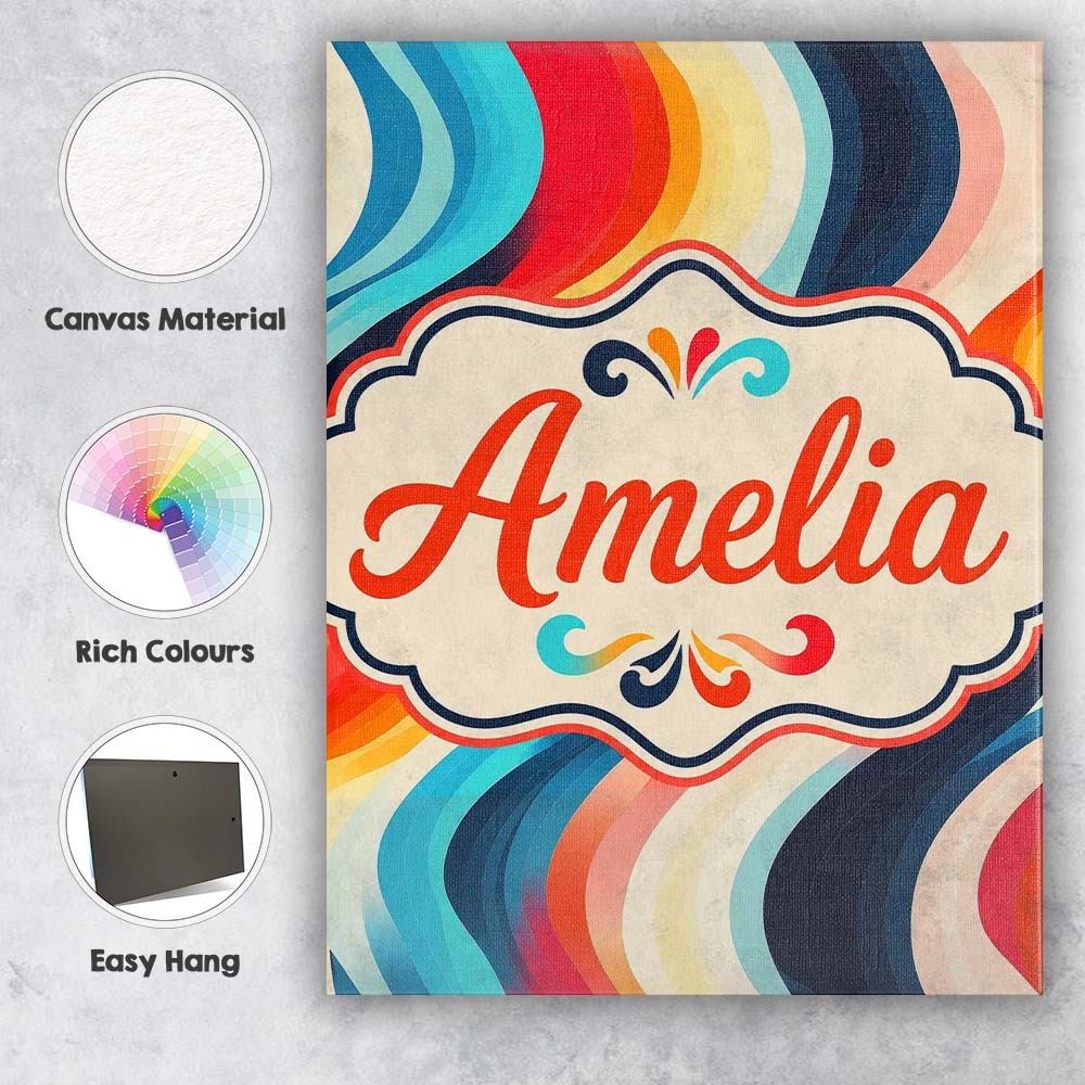 Personalised Name Abstract Flowing Gradient Custom Bespoke Interior Contemporary Canvas Wall Art Print Decor Picture Ready to Hang