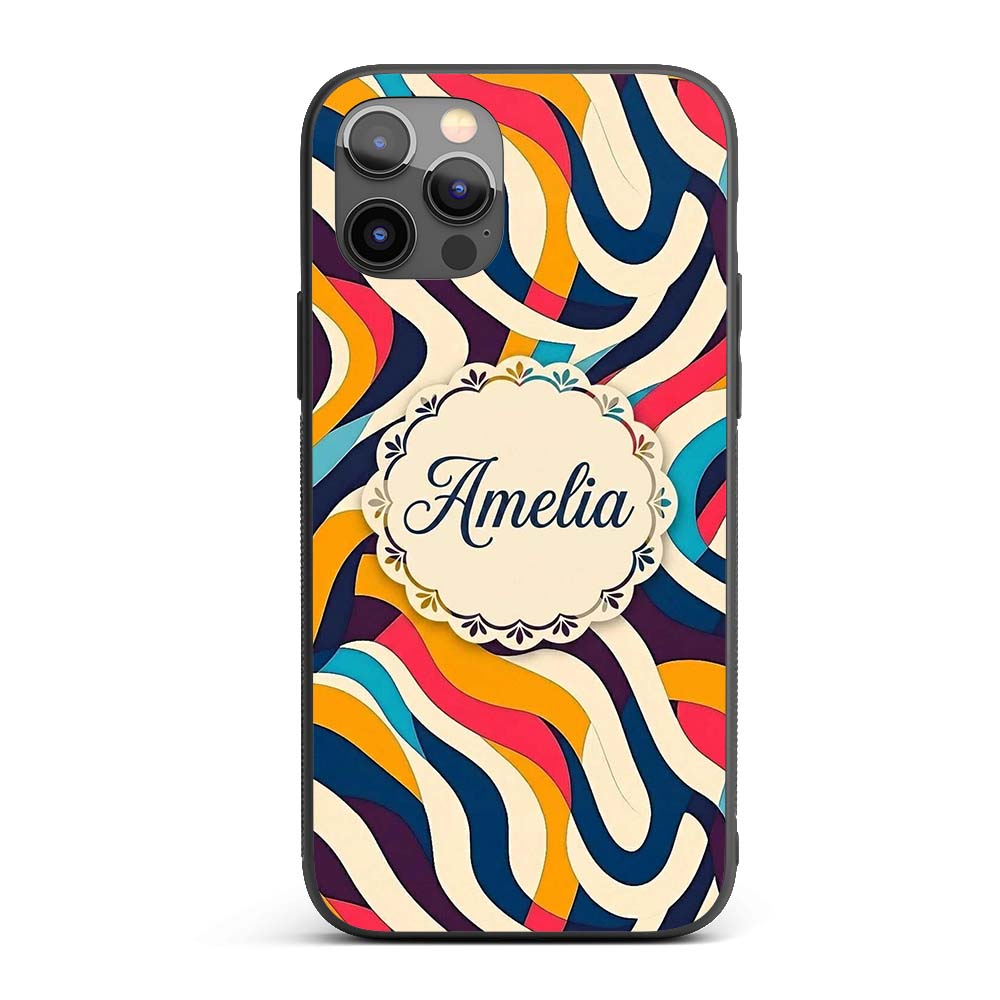 Abstract Flowing Ribbon Waves Bold Printed Design Custom Name Protective Phone Case Mobile Cover Durable Everyday Smartphone Shock Resistant