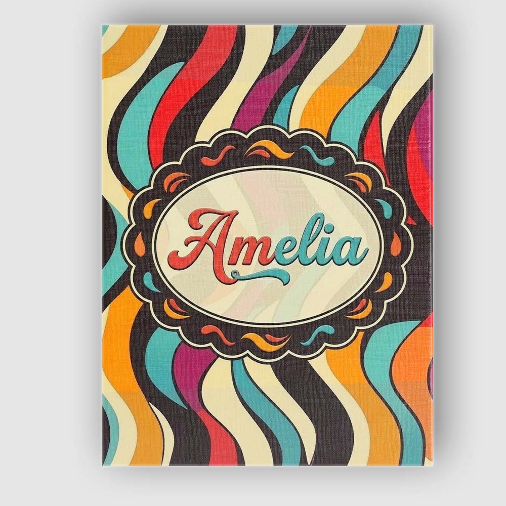 Personalised Name Abstract Wavy Stripe Custom Modern Room Accent Elegant Feature Canvas Wall Art Print Decor Picture Ready to Hang