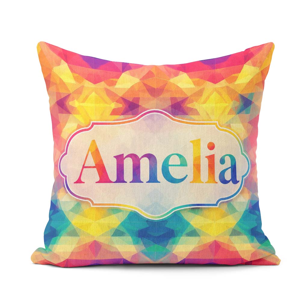 Custom Name Abstract Kaleidoscope Prism Shapes Symmetry Seamless Square Filled Cushion Throw Pillow Sofa Bed Home Decor Zip Washable UK Made