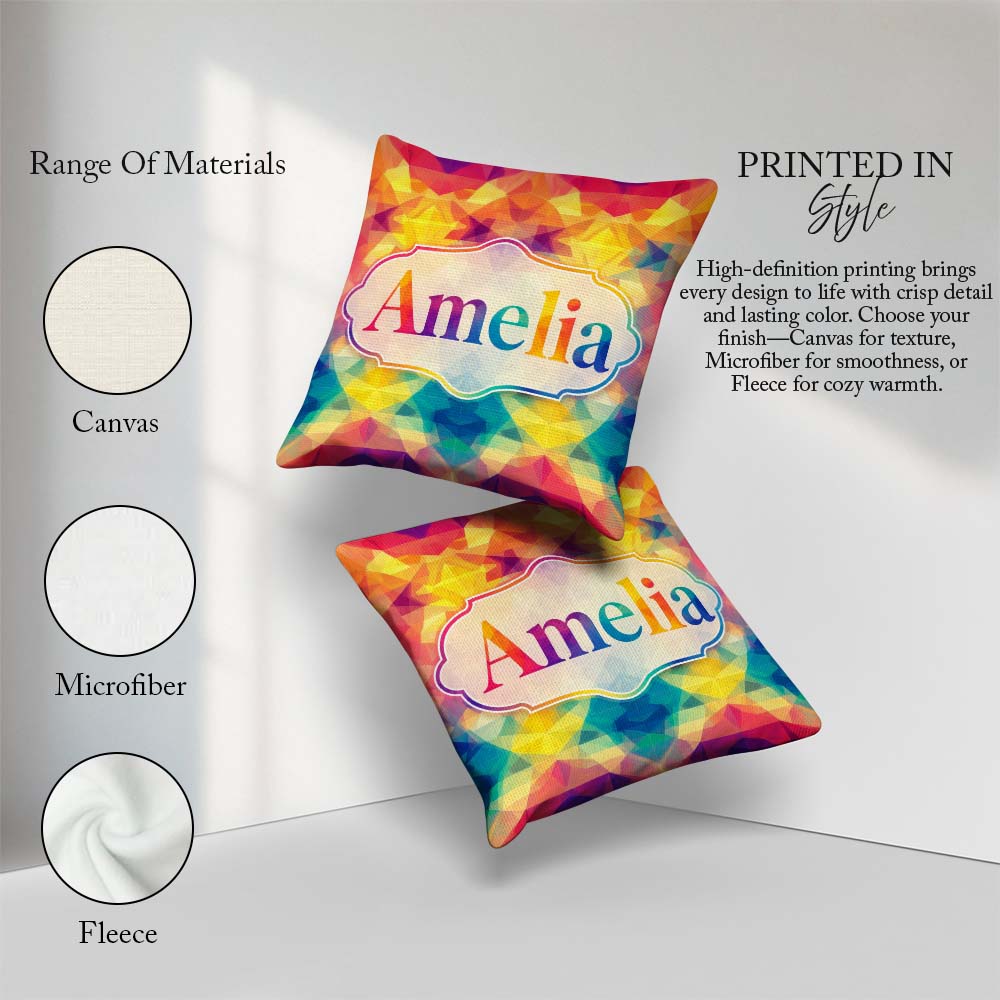 Custom Name Abstract Kaleidoscope Prism Shapes Symmetry Seamless Square Filled Cushion Throw Pillow Sofa Bed Home Decor Zip Washable UK Made