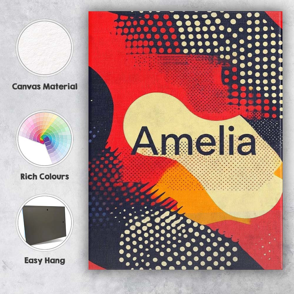 Personalised Name Abstract Halftone Pop Custom Modern Room Accent Elegant Feature Canvas Wall Art Print Decor Picture Ready to Hang
