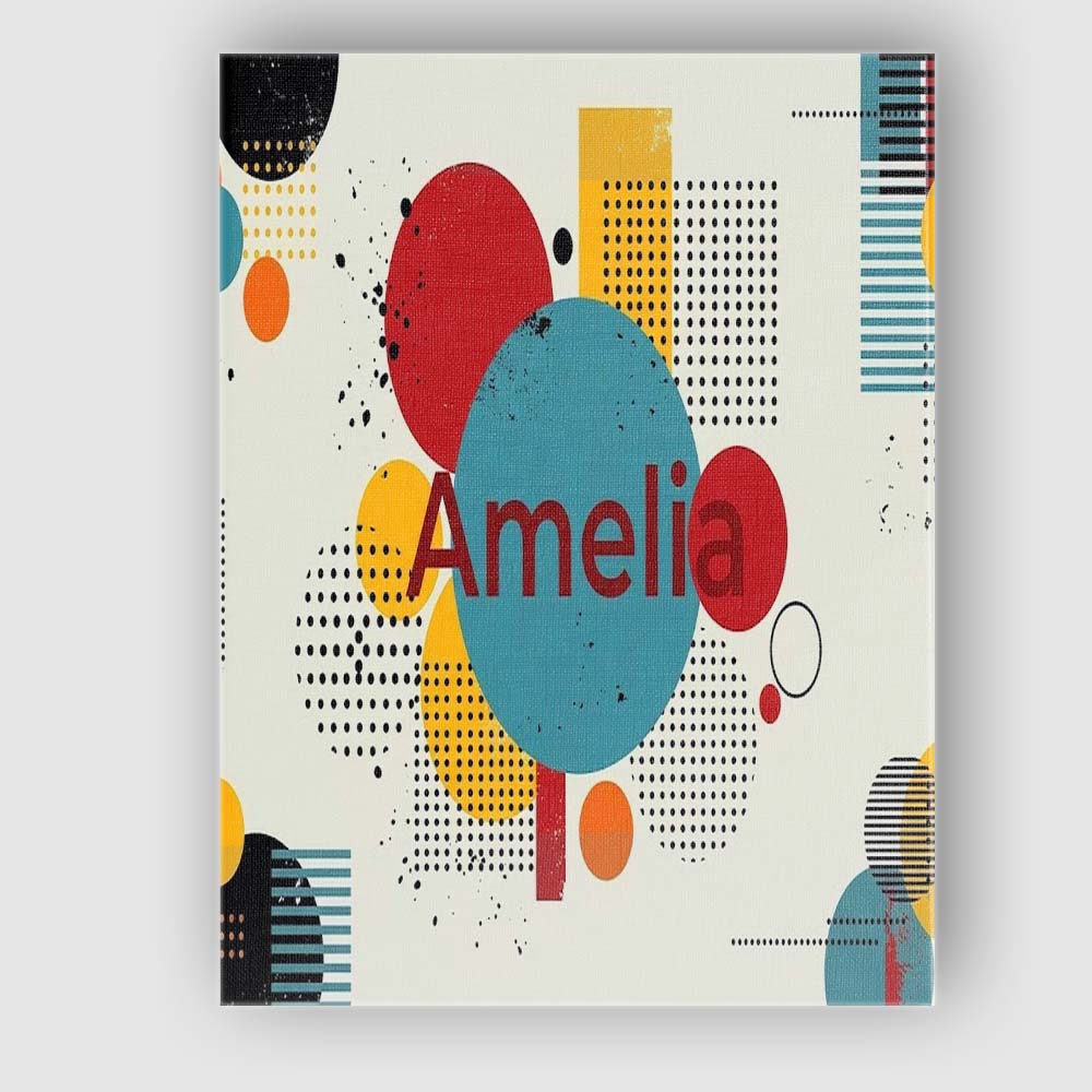 Personalised Name Abstract Modern Memphis Custom Unique Gift Idea Elegant Feature Canvas Wall Art Print Decor Picture Ready to Hang