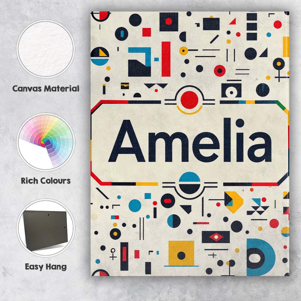 Personalised Name Abstract Bauhaus Geometric Custom Bespoke Contemporary Display Canvas Wall Art Print Decor Picture Ready to Hang