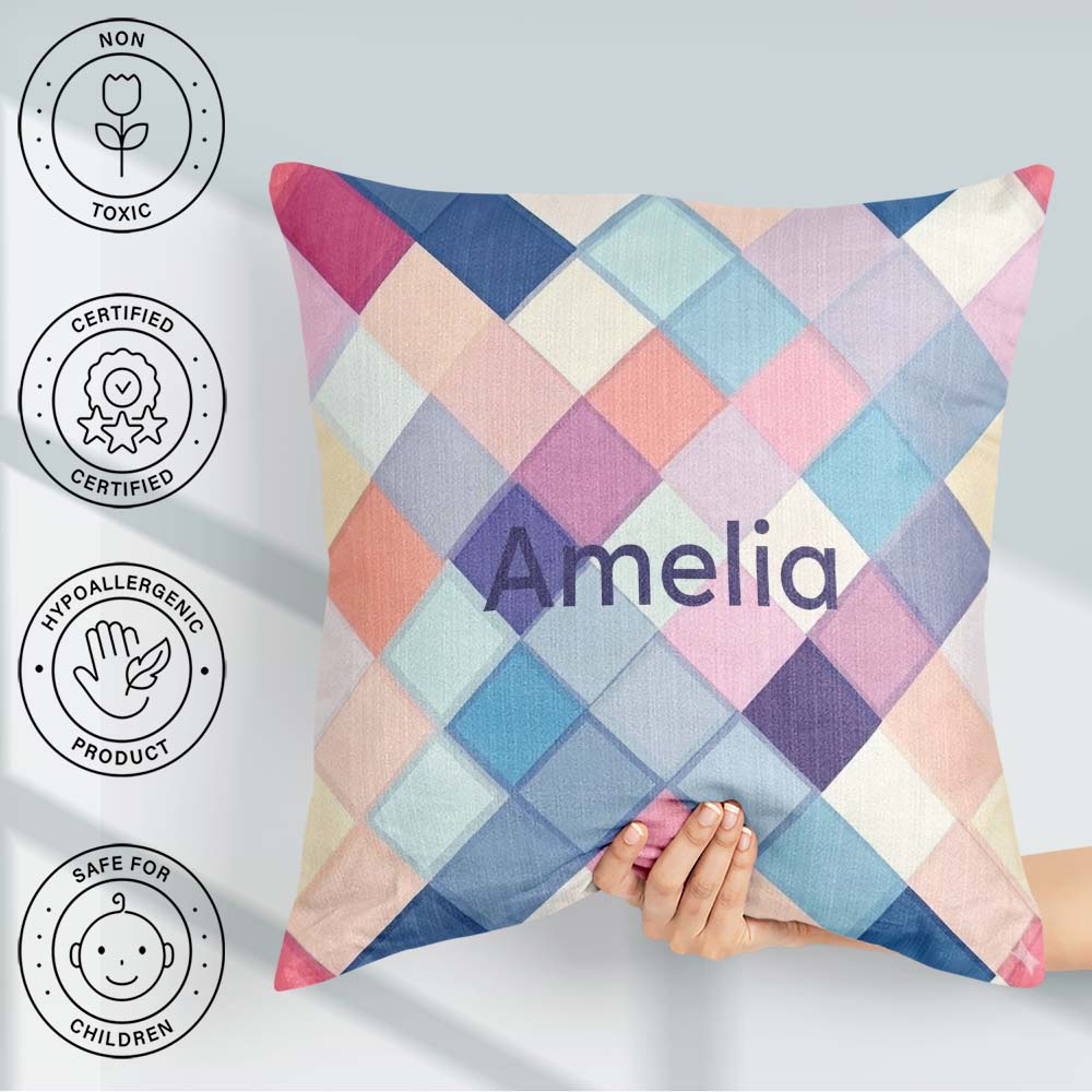 Custom Name Abstract Modern Overlay Gradient Texture Seamless Square Filled Cushion Throw Pillow Sofa Bed Home Decor Zip Washable UK Made
