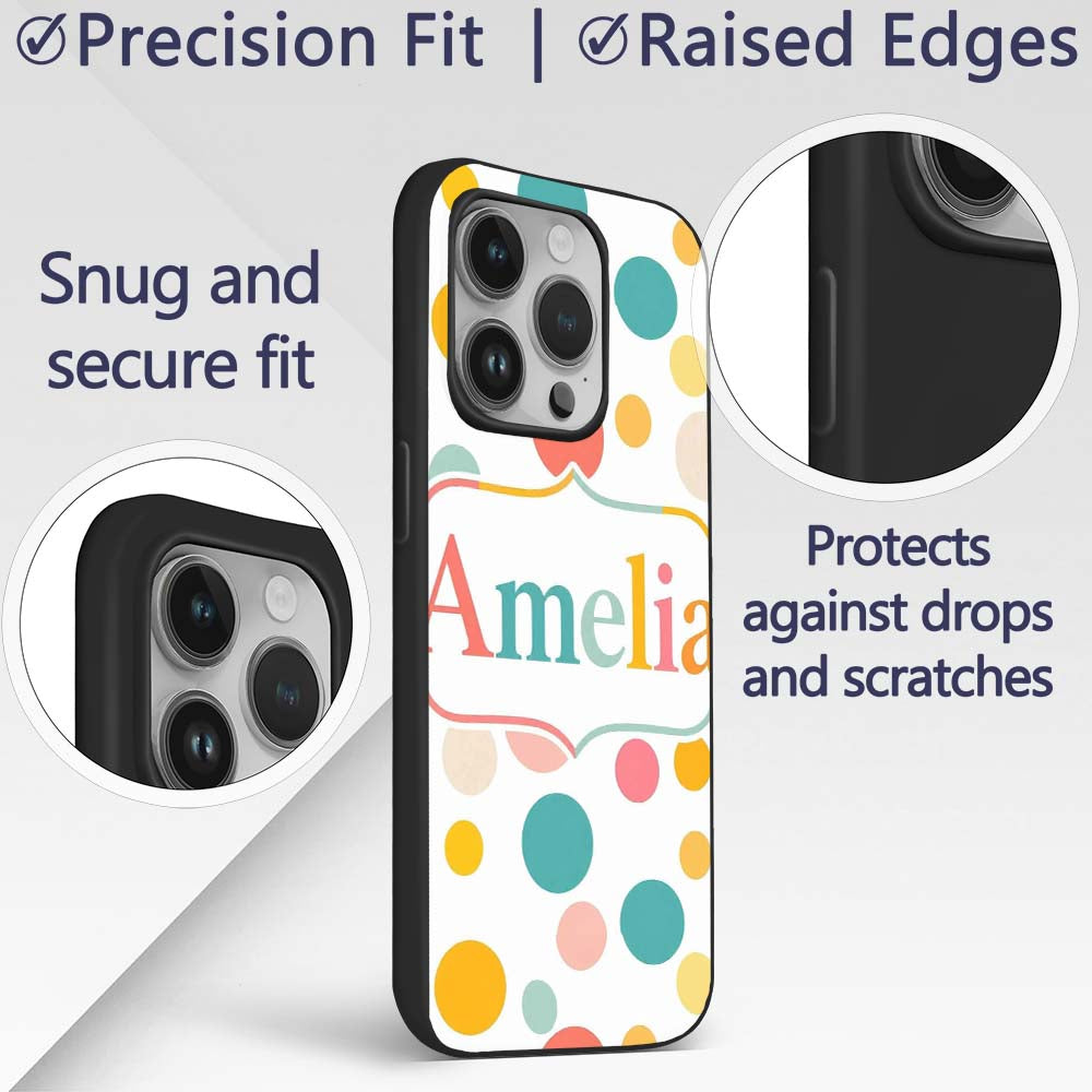 Abstract Pastel Polka Dot Soft Colorful Minimal Custom Name Protective Phone Case Mobile Cover Durable Everyday Smartphone Shock Resistant