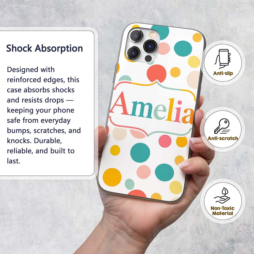 Abstract Pastel Polka Dot Soft Colorful Minimal Custom Name Protective Phone Case Mobile Cover Durable Everyday Smartphone Shock Resistant