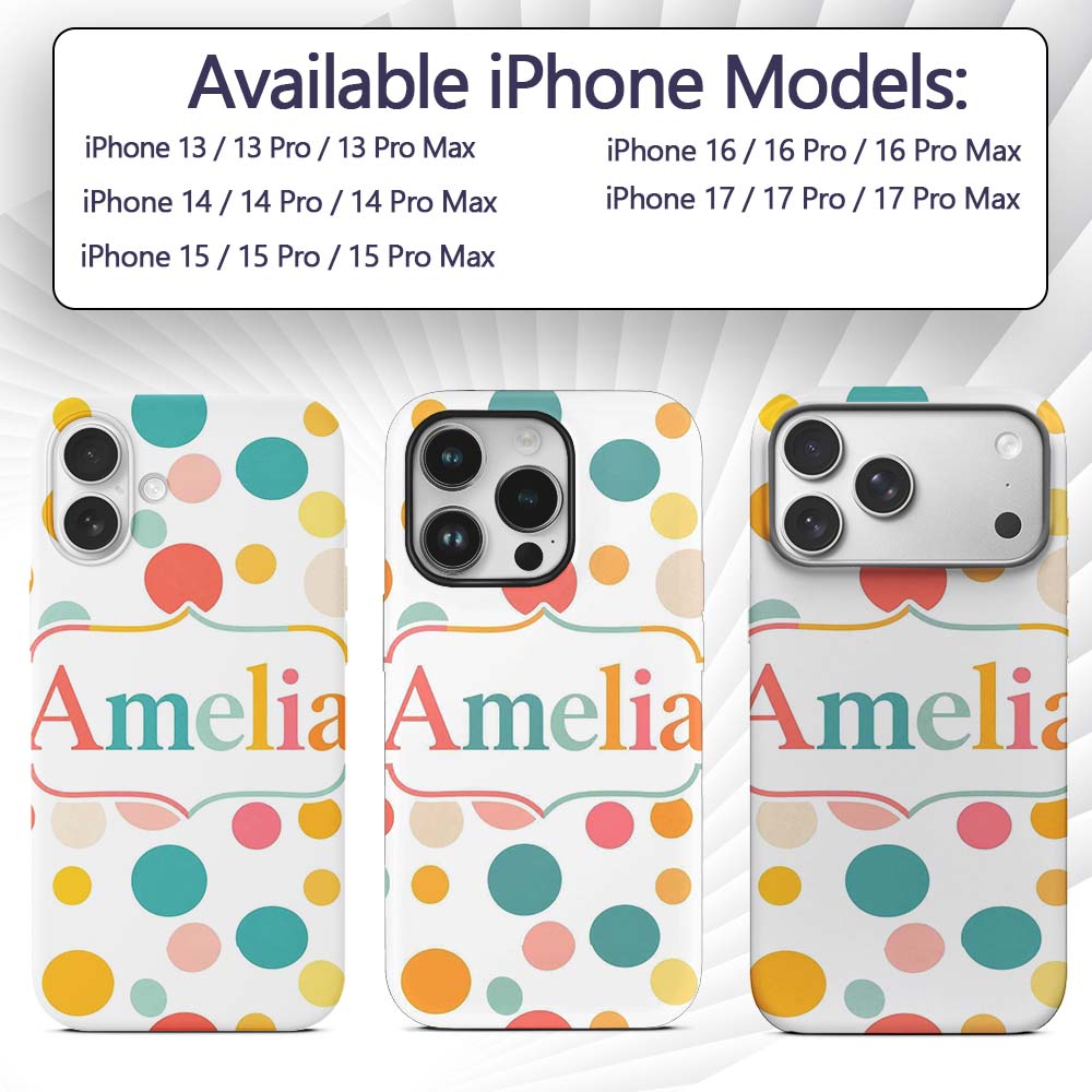 Abstract Pastel Polka Dot Soft Colorful Minimal Custom Name Protective Phone Case Mobile Cover Durable Everyday Smartphone Shock Resistant