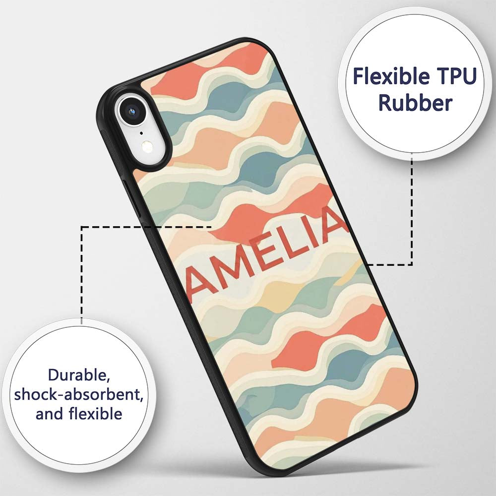 Abstract Layered Wavy Lines Soft Pastel Flowing Custom Name Protective Phone Case Mobile Cover Durable Everyday Smartphone Shock Resistant