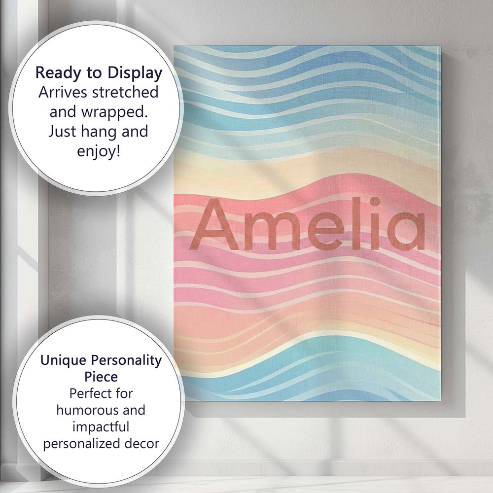 Personalised Name Abstract Soft Gradient Custom Unique Gift Idea Elegant Feature Canvas Wall Art Print Decor Picture Ready to Hang