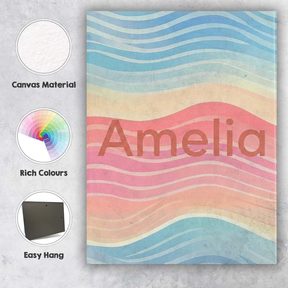 Personalised Name Abstract Soft Gradient Custom Unique Gift Idea Elegant Feature Canvas Wall Art Print Decor Picture Ready to Hang