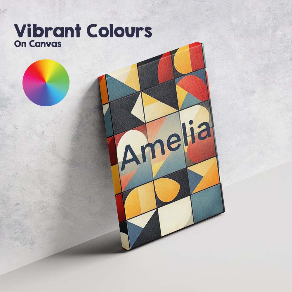 Personalised Name Abstract Bold Geometric Custom Unique Gift Idea Elegant Feature Canvas Wall Art Print Decor Picture Ready to Hang