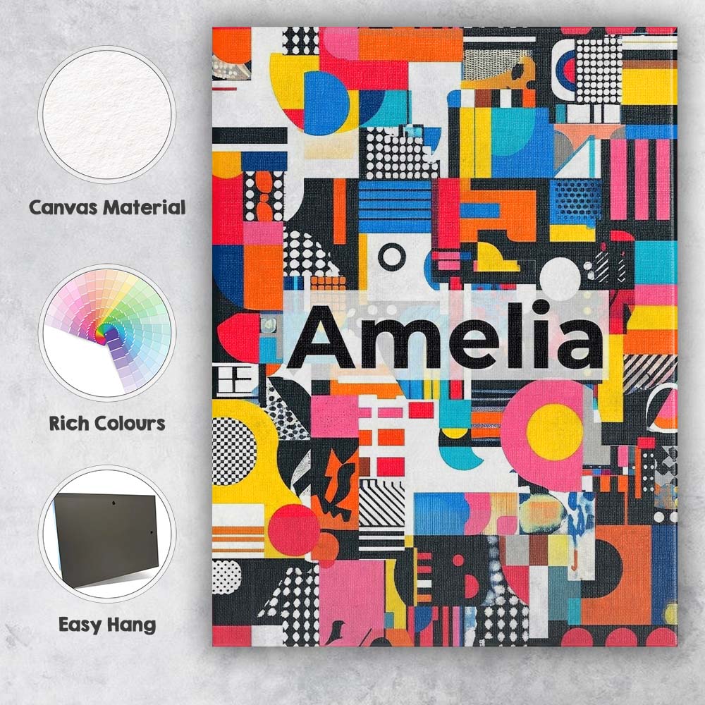 Personalised Name Abstract Vibrant Collage Custom Unique Gift Idea Elegant Feature Canvas Wall Art Print Decor Picture Ready to Hang