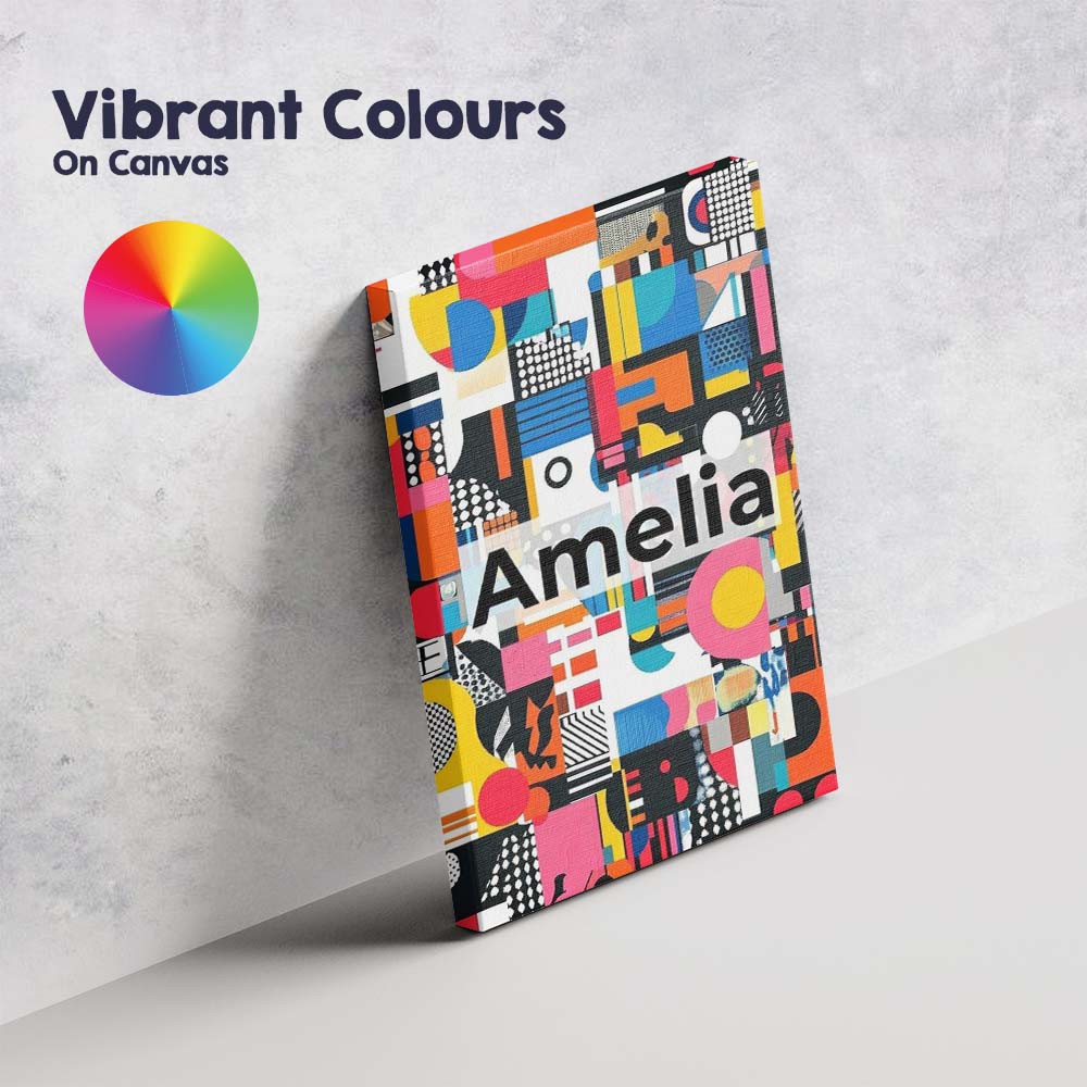 Personalised Name Abstract Vibrant Collage Custom Unique Gift Idea Elegant Feature Canvas Wall Art Print Decor Picture Ready to Hang