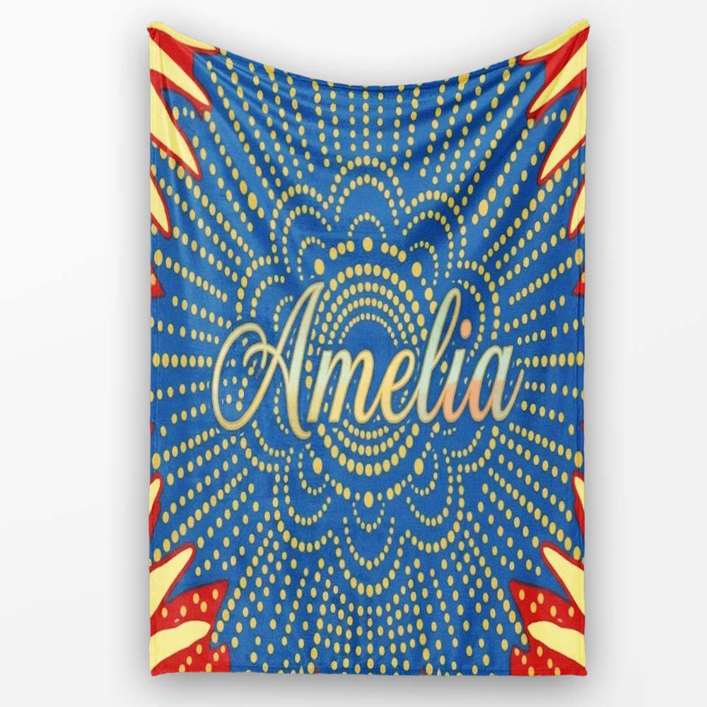 Abstract Firework Starburst Colorful Dot Explosion Seamless Pattern Personalised Custom Name Super Soft Fleece Blanket Bed Sofa Throw
