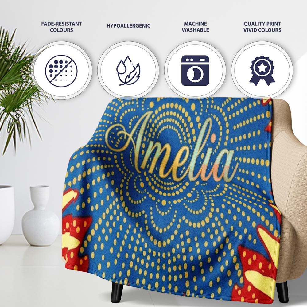 Abstract Firework Starburst Colorful Dot Explosion Seamless Pattern Personalised Custom Name Super Soft Fleece Blanket Bed Sofa Throw