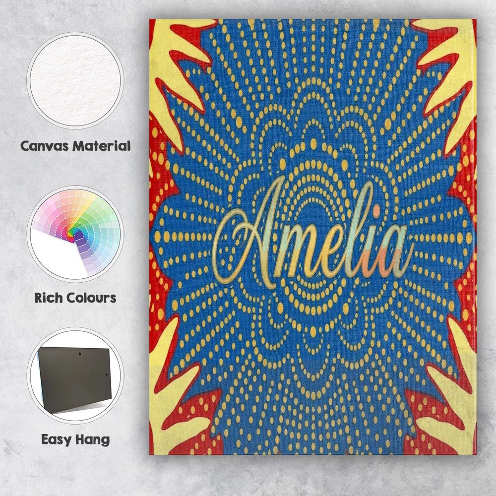 Personalised Name Abstract Firework Starburst Custom Unique Gift Idea Modern Room Accent Canvas Wall Art Print Decor Picture Ready to Hang