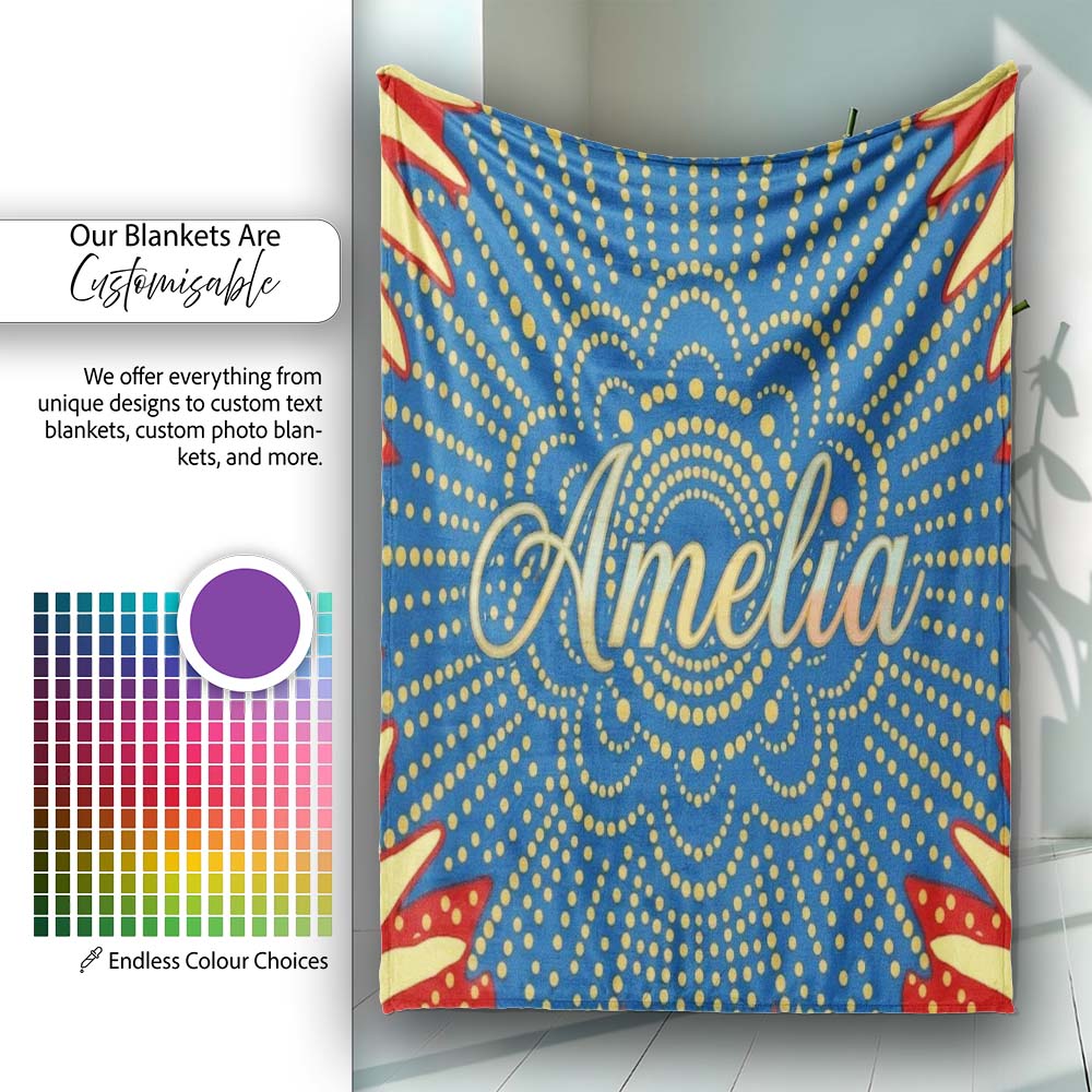Abstract Firework Starburst Colorful Dot Explosion Seamless Pattern Personalised Custom Name Super Soft Fleece Blanket Bed Sofa Throw