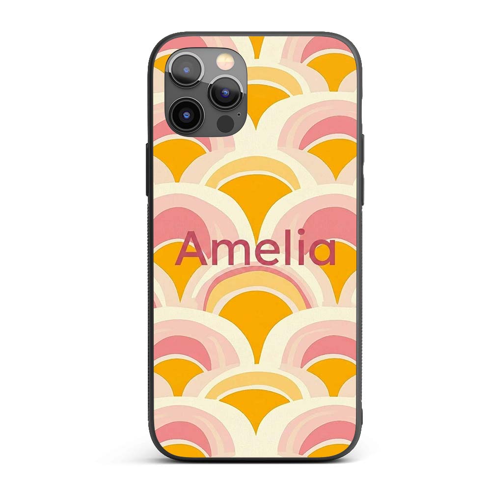 Abstract Art Deco Fan Shape Soft Pastel Seamless Custom Name Protective Phone Case Mobile Cover Durable Everyday Smartphone Shock Resistant