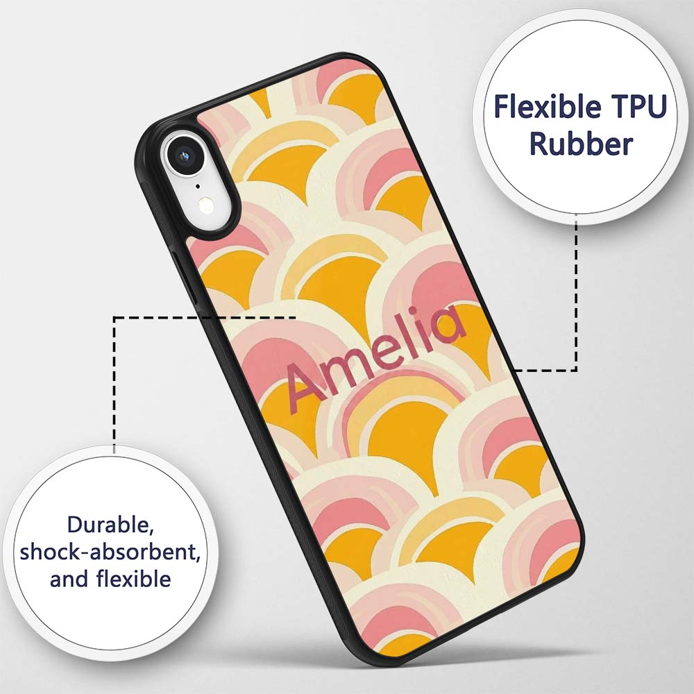 Abstract Art Deco Fan Shape Soft Pastel Seamless Custom Name Protective Phone Case Mobile Cover Durable Everyday Smartphone Shock Resistant