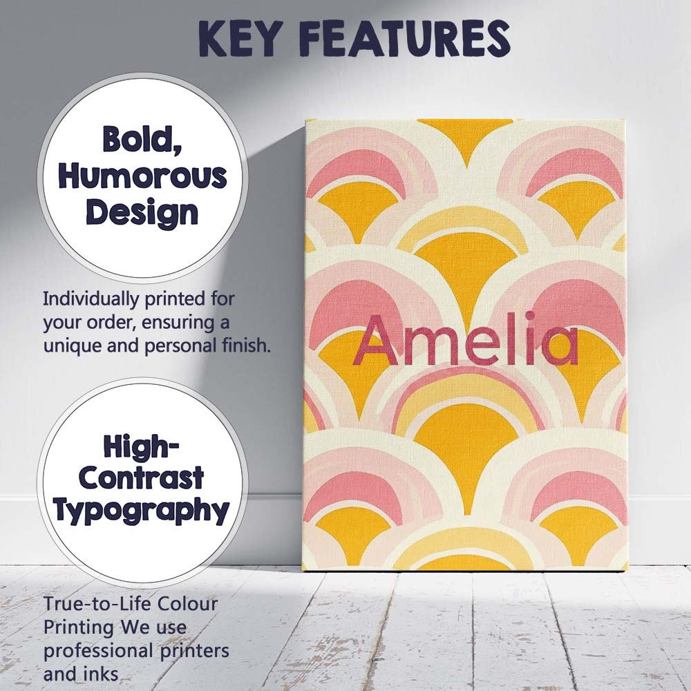 Personalised Name Abstract Deco Fan Custom Stylish Home Interior Elegant Feature Canvas Wall Art Print Decor Picture Ready to Hang