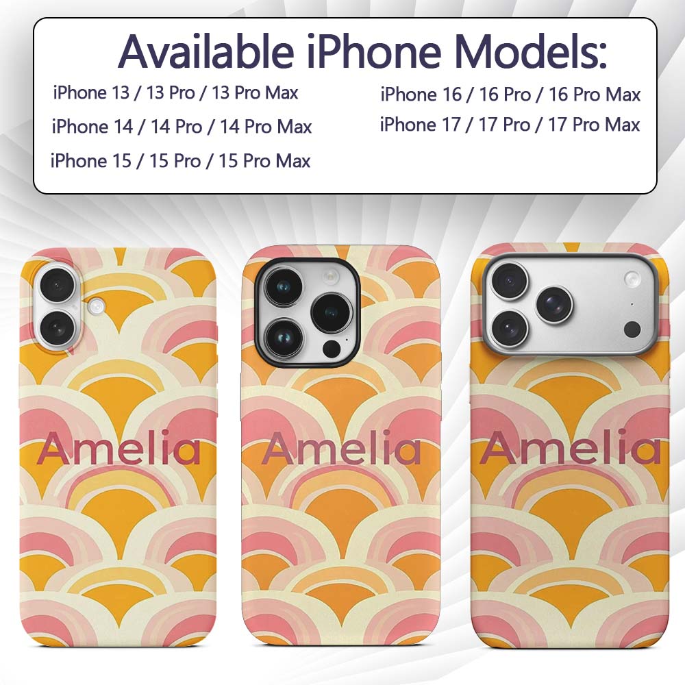 Abstract Art Deco Fan Shape Soft Pastel Seamless Custom Name Protective Phone Case Mobile Cover Durable Everyday Smartphone Shock Resistant