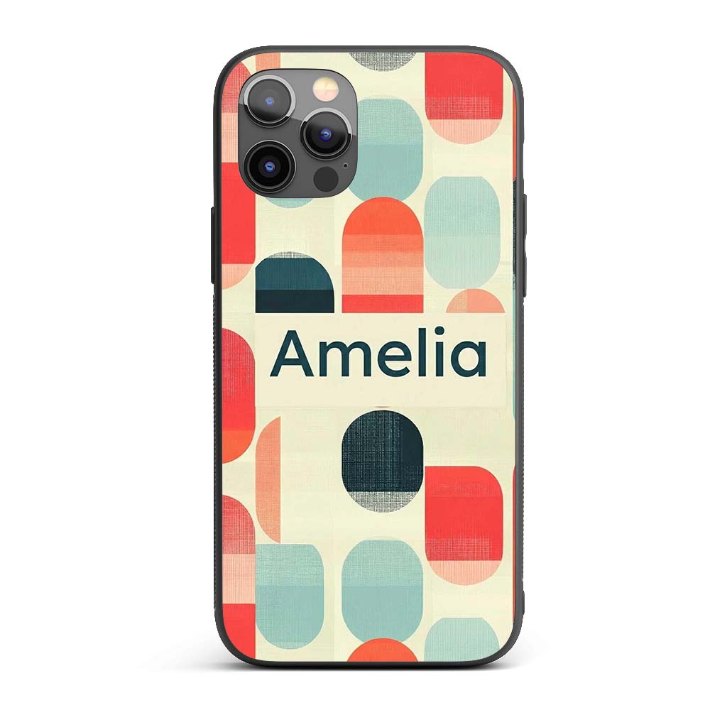 Abstract Minimal Capsule Shapes Printed Design Custom Name Protective Phone Case Mobile Cover Durable Everyday Smartphone Shock Resistant