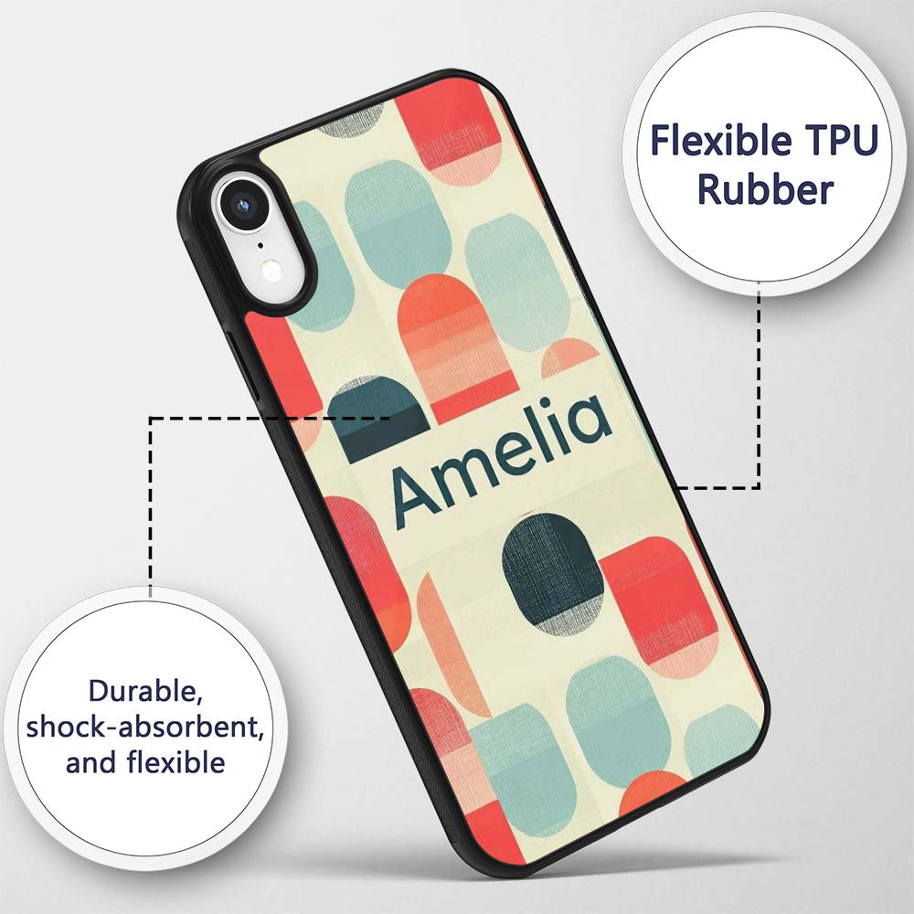 Abstract Minimal Capsule Shapes Printed Design Custom Name Protective Phone Case Mobile Cover Durable Everyday Smartphone Shock Resistant