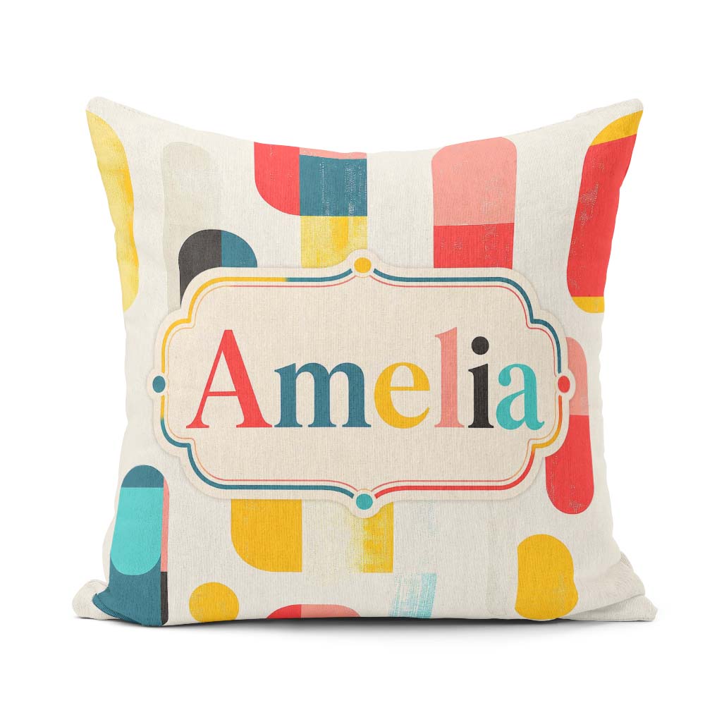 Custom Name Abstract Textured Shapes Color Block Modern Seamless Square Filled Cushion Throw Pillow Sofa Bed Home Decor Zip Washable UK Made