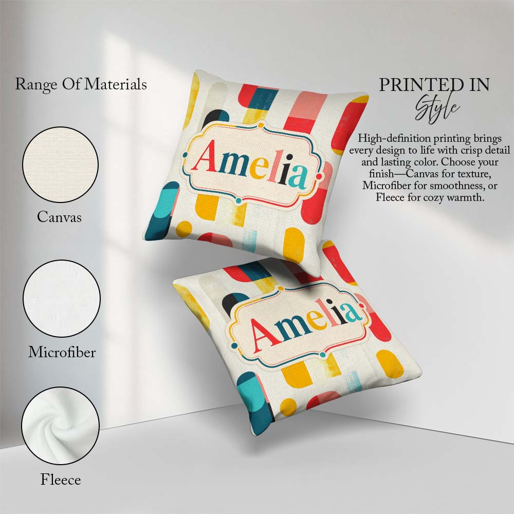 Custom Name Abstract Textured Shapes Color Block Modern Seamless Square Filled Cushion Throw Pillow Sofa Bed Home Decor Zip Washable UK Made
