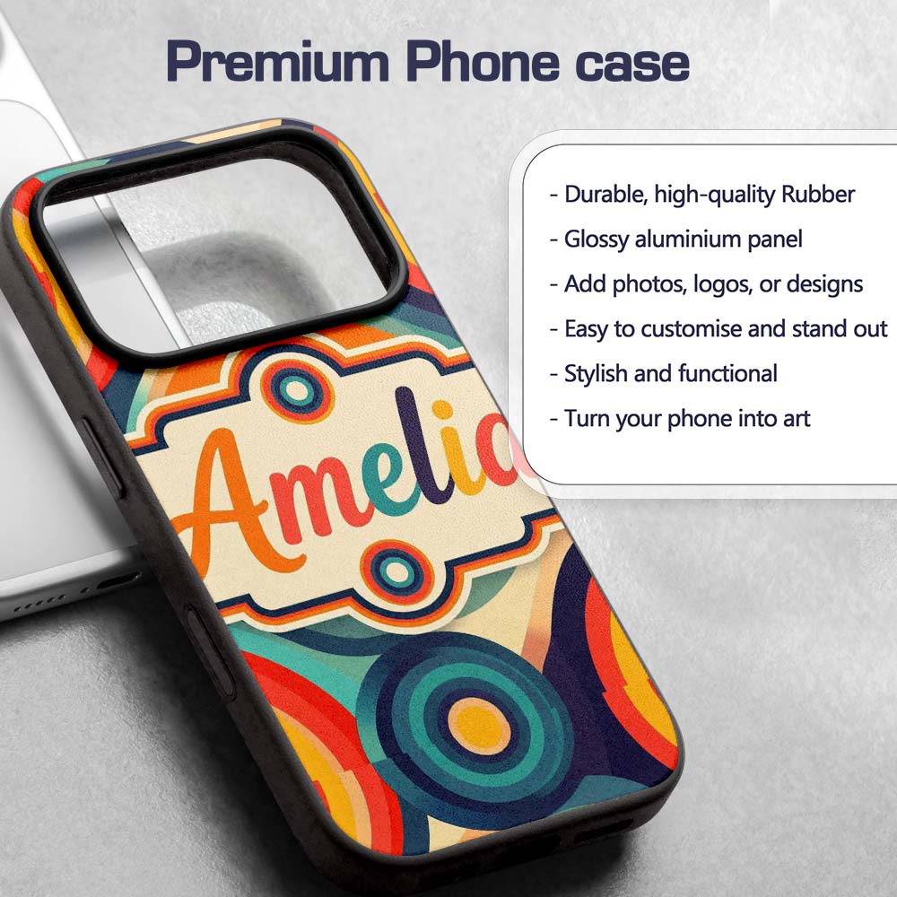 Abstract Concentric Circles Layered Rings Bold Custom Name Protective Phone Case Mobile Cover Durable Everyday Smartphone Shock Resistant