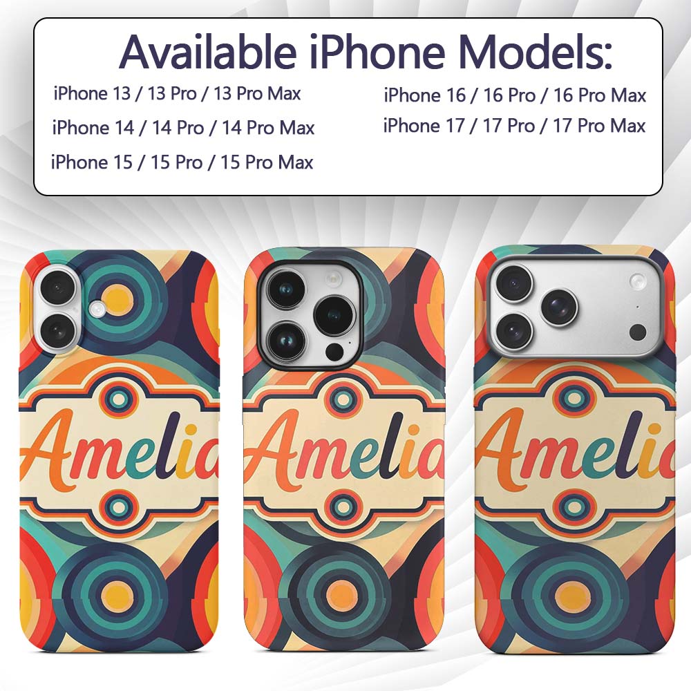 Abstract Concentric Circles Layered Rings Bold Custom Name Protective Phone Case Mobile Cover Durable Everyday Smartphone Shock Resistant