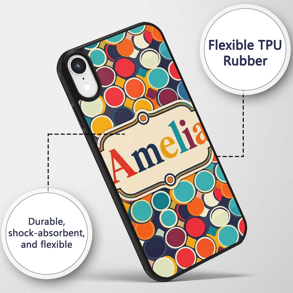 Abstract Bold Circular Shapes Overlapping Pop Art Custom Name Protective Phone Case Mobile Cover Durable Everyday Smartphone Shock Resistant