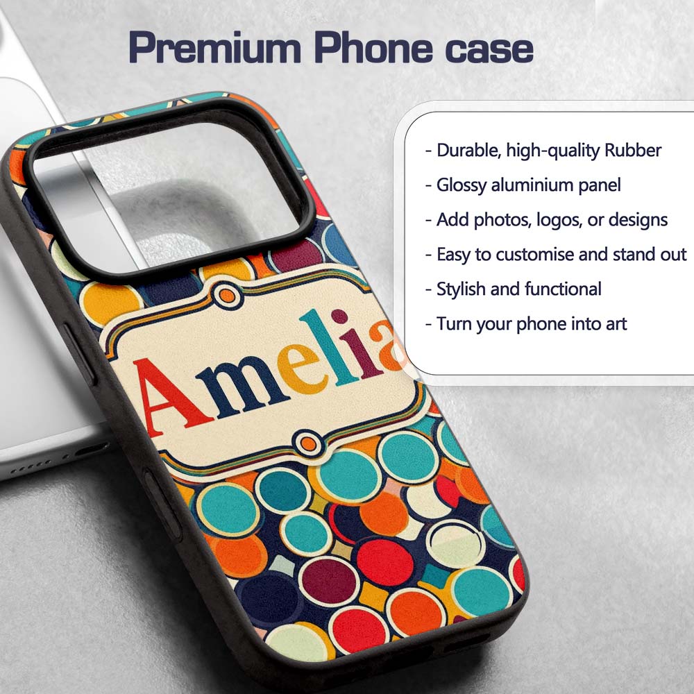 Abstract Bold Circular Shapes Overlapping Pop Art Custom Name Protective Phone Case Mobile Cover Durable Everyday Smartphone Shock Resistant