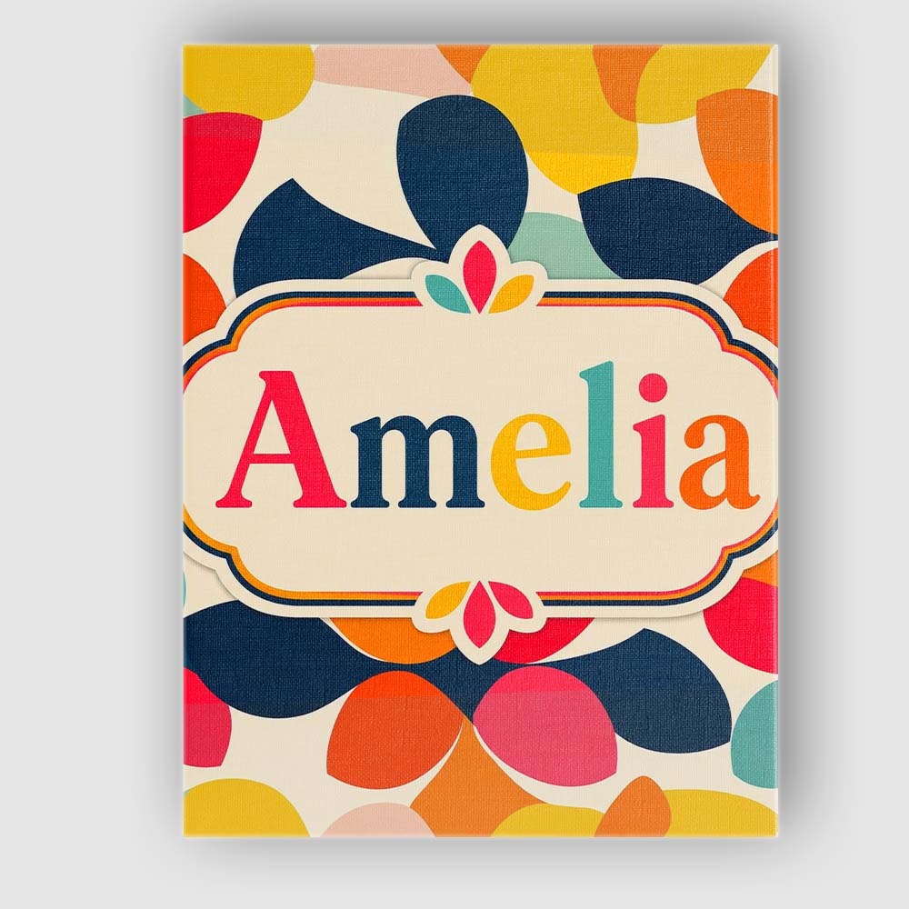 Personalised Name Modern Organic Leaf Custom Stylish Home Interior Contemporary Display Canvas Wall Art Print Decor Picture Ready to Hang