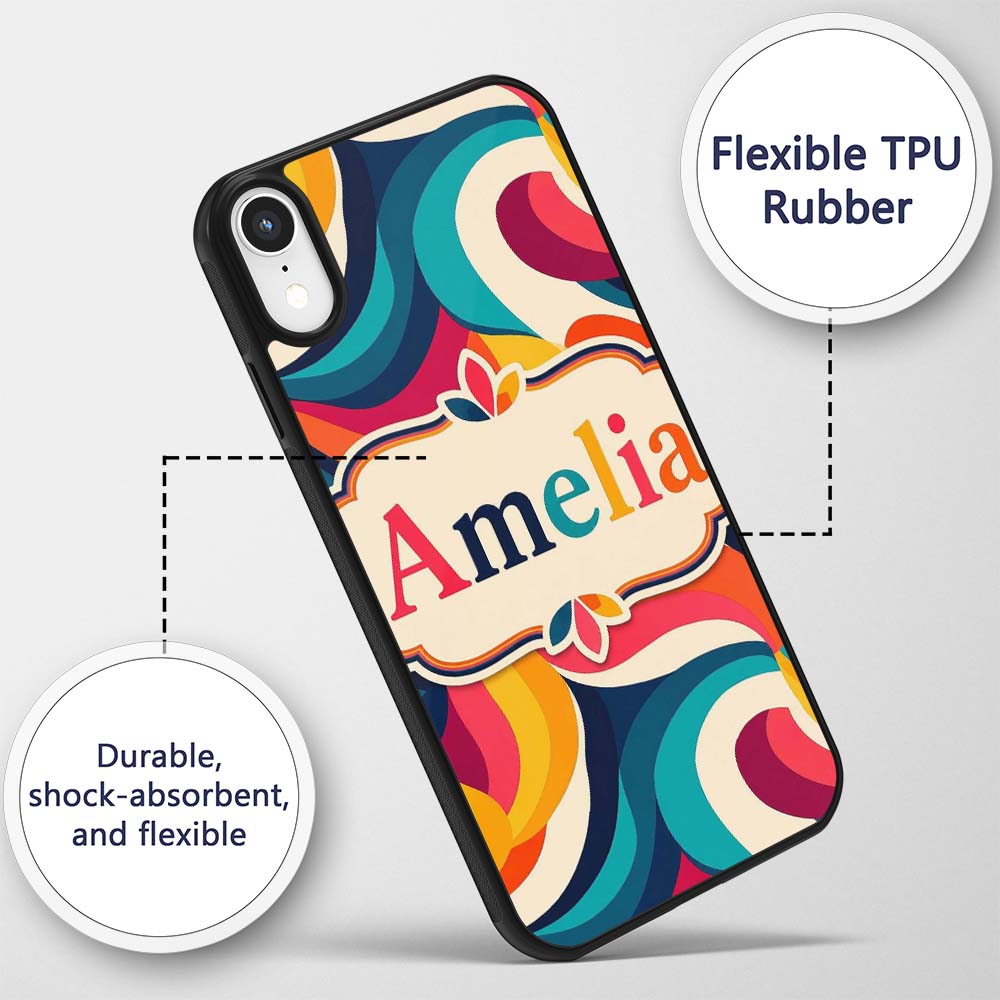 Bold Swirl Shapes Vibrant Abstract Flow Seamless Custom Name Protective Phone Case Mobile Cover Durable Everyday Smartphone Shock Resistant