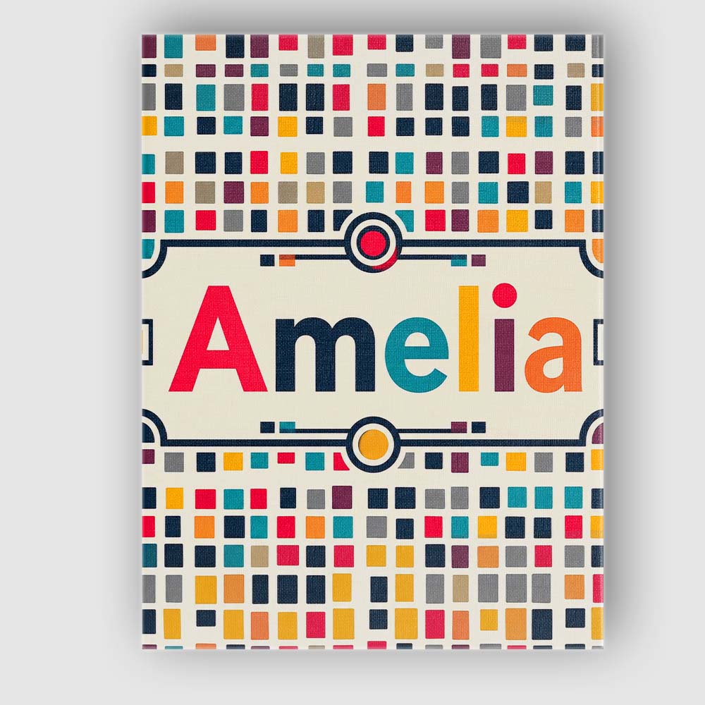 Personalised Name Colorful Mosaic Squares Custom Unique Gift Idea Elegant Feature Canvas Wall Art Print Decor Picture Ready to Hang