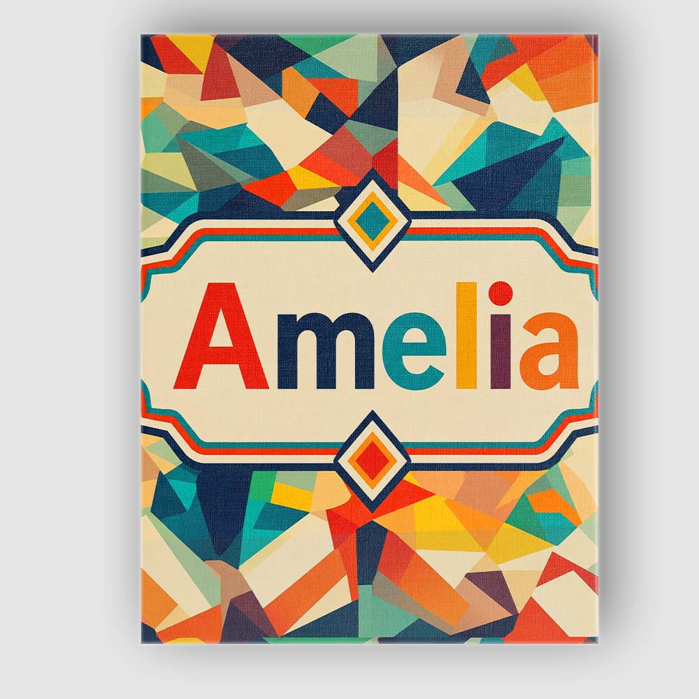 Personalised Name Vibrant Low Poly Abstract Custom Bespoke Interior Contemporary Canvas Wall Art Print Decor Picture Ready to Hang