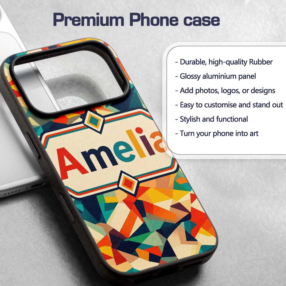 Vibrant Low Poly Abstract Triangles Colorful Custom Name Protective Phone Case Mobile Cover Durable Everyday Smartphone Shock Resistant