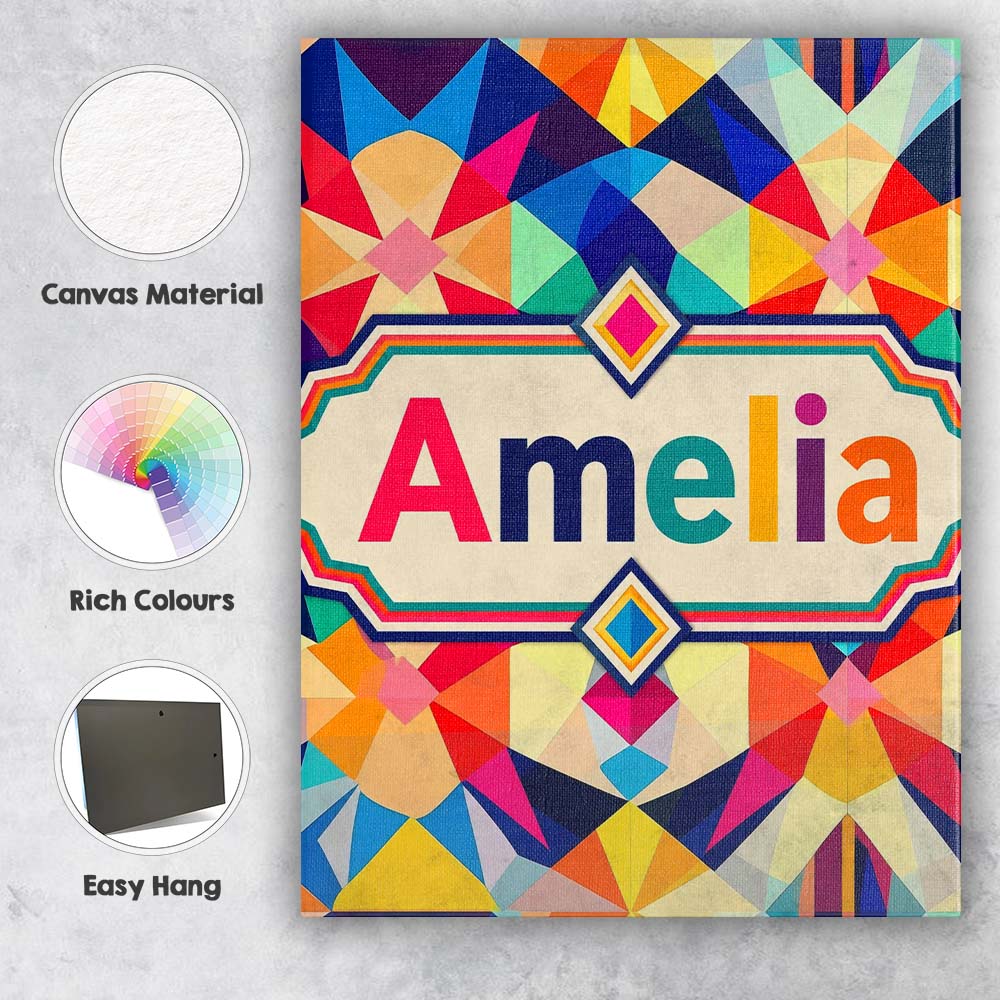 Personalised Name Geometric Star Pattern Custom Unique Gift Idea Elegant Feature Canvas Wall Art Print Decor Picture Ready to Hang
