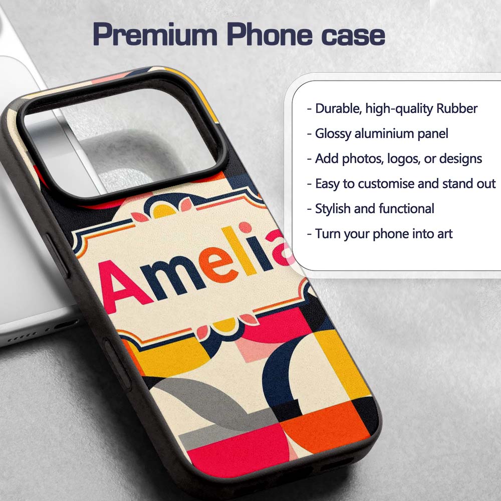 Bold Mid Century Abstract Curved Shapes Color Custom Name Protective Phone Case Mobile Cover Durable Everyday Smartphone Shock Resistant