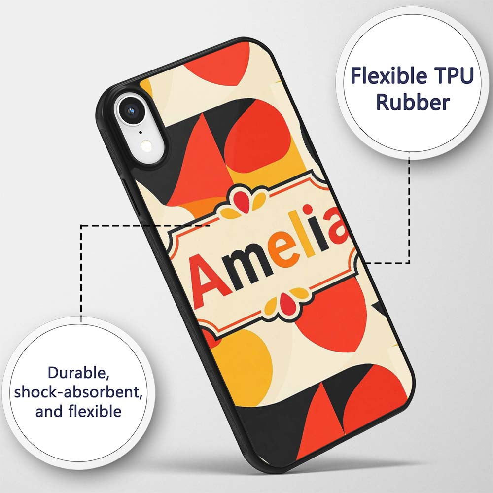 Modern Abstract Rounded Shapes Minimal Seamless Custom Name Protective Phone Case Mobile Cover Durable Everyday Smartphone Shock Resistant