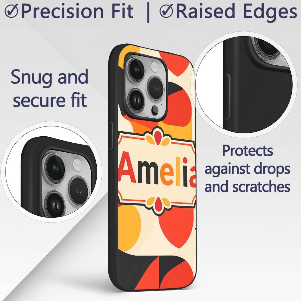Modern Abstract Rounded Shapes Minimal Seamless Custom Name Protective Phone Case Mobile Cover Durable Everyday Smartphone Shock Resistant