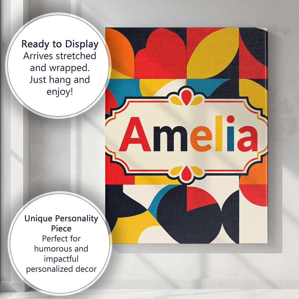 Personalised Name Colorful Abstract Petal Custom Unique Gift Idea Elegant Feature Canvas Wall Art Print Decor Picture Ready to Hang