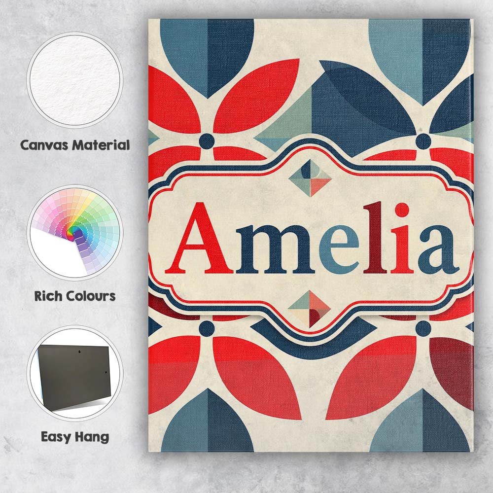 Personalised Name Floral Petal Shapes Bold Custom Unique Gift Idea Elegant Feature Canvas Wall Art Print Decor Picture Ready to Hang