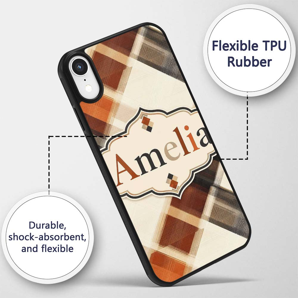 Abstract Neutral Brush Stroke Printed Design Custom Name Protective Phone Case Mobile Cover Durable Everyday Smartphone Shock Resistant